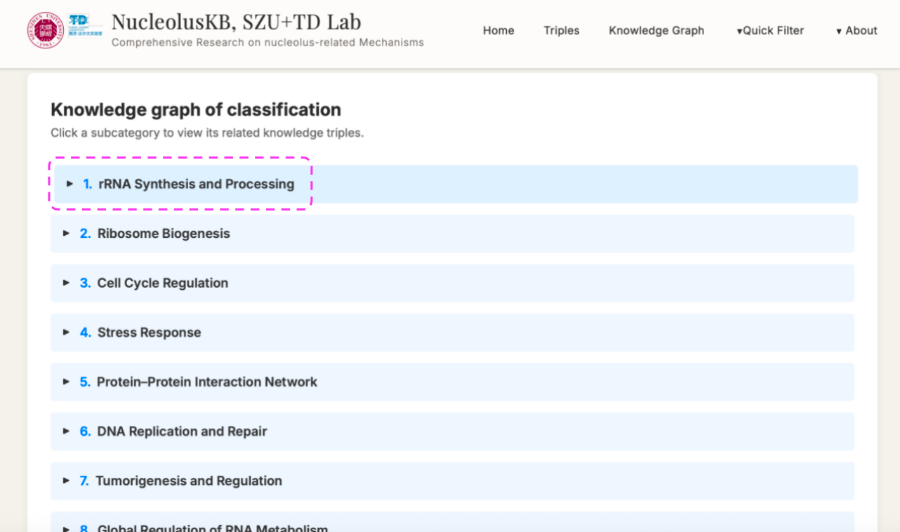 Expanded subcategories view